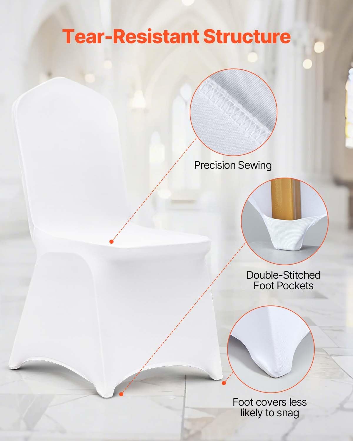 30 PCS White Folding Chair Covers