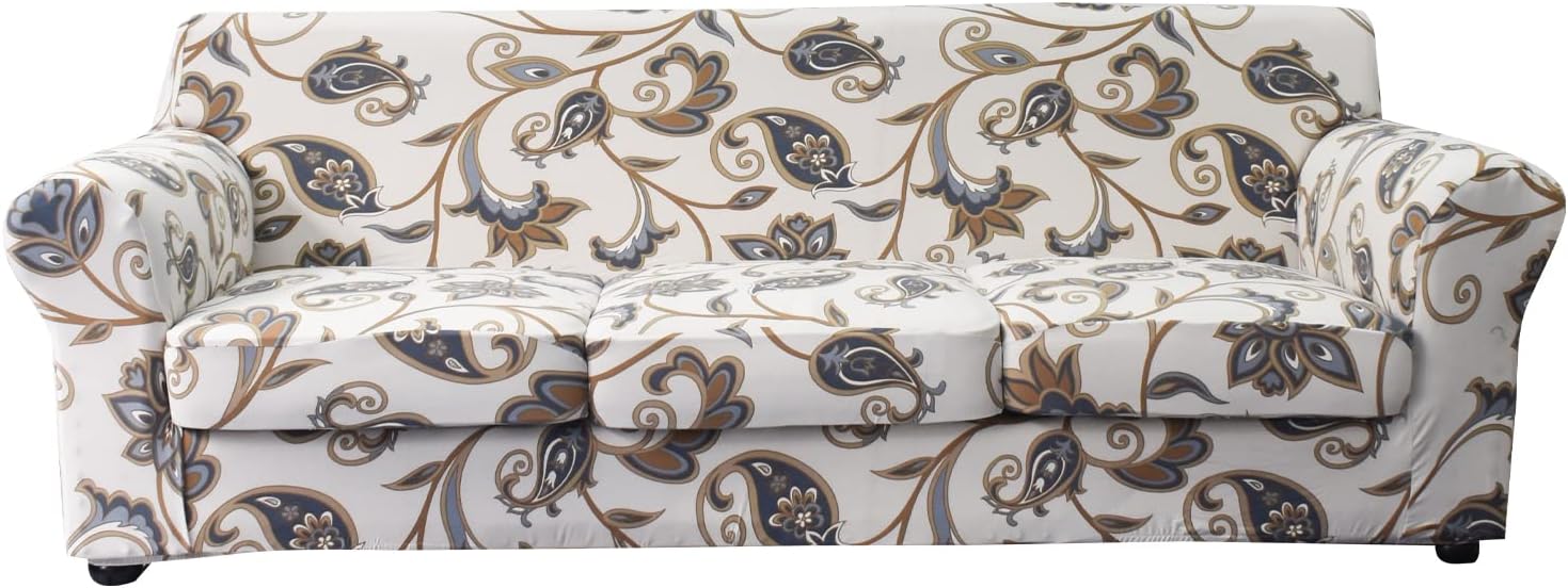 KRFOONN 2 Piece Chair Covers Printed Sofa Covers Couch Covers Washable Armchair Sofa Couch Slipcover Furniture Protector with Elastic Bottom for Living Room (Armchair, 23), Small