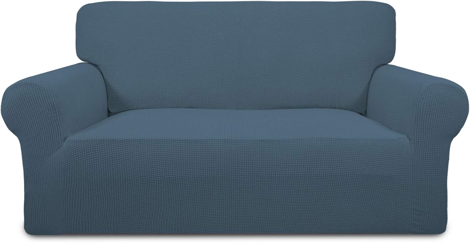 PureFit Stretch Chair Sofa Slipcover – Spandex Jacquard Non Slip Soft Couch Sofa Cover, Washable Furniture Protector with Non Skid Foam and Elastic Bottom for Kids (Chair, Dark Gray)
