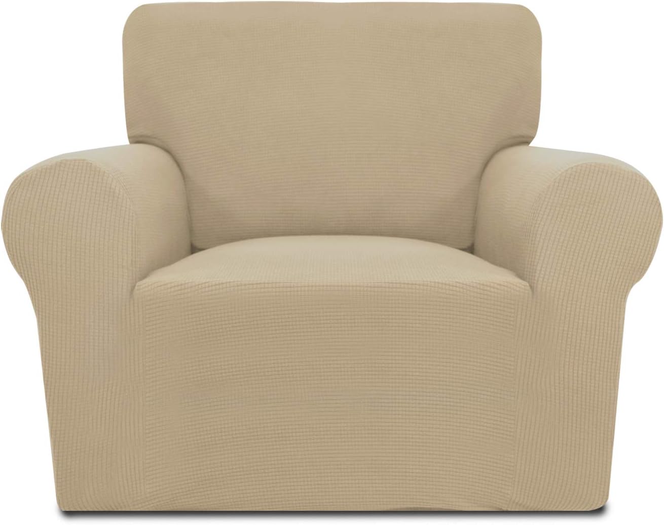 PureFit Stretch Chair Sofa Slipcover – Spandex Jacquard Non Slip Soft Couch Sofa Cover, Washable Furniture Protector with Non Skid Foam and Elastic Bottom for Kids (Chair, Dark Gray)