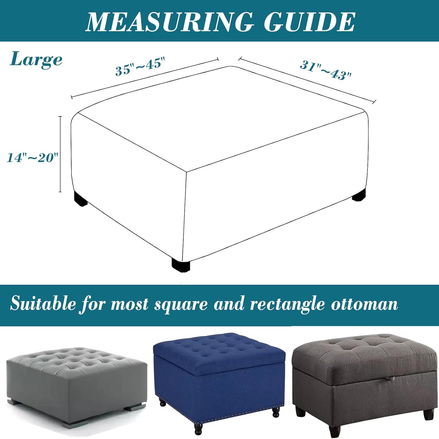 Stretch Knitted Jacquard Ottoman Cover