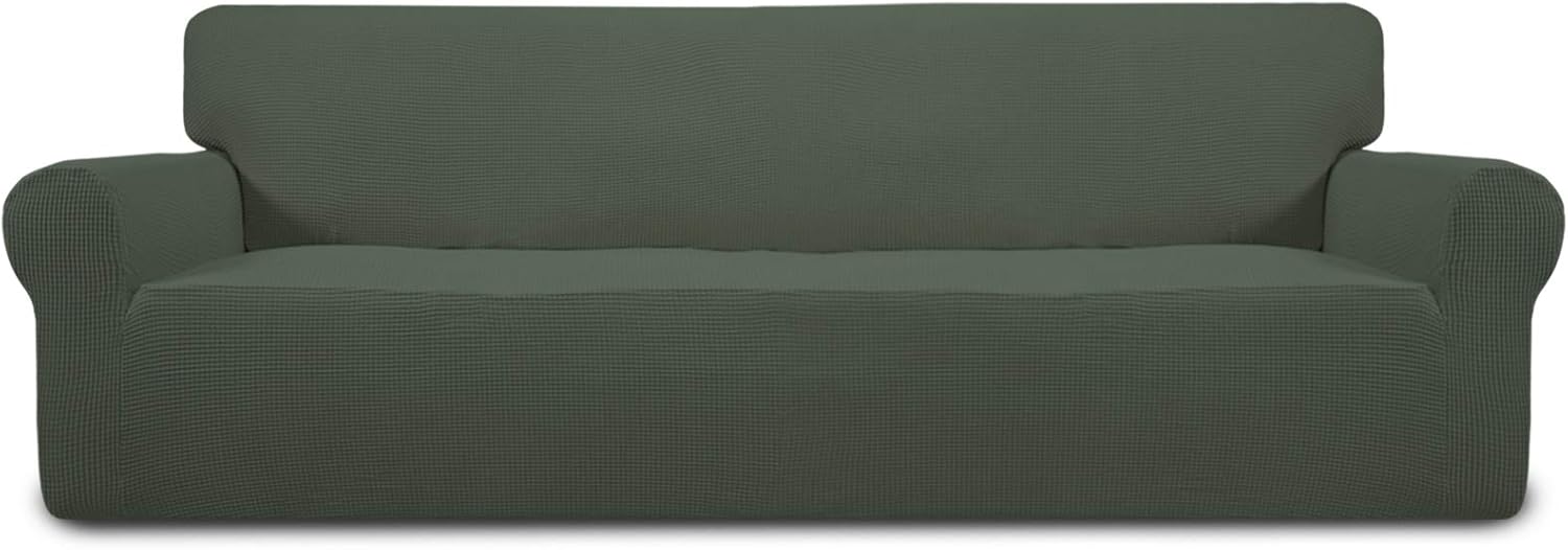 Easy-Going Stretch Chair Sofa Slipcover 1-Piece Couch Sofa Cover Furniture Protector Soft with Elastic Bottom for Kids, Pet. Spandex Jacquard Fabric Small Checks (Chair, Dark Gray)