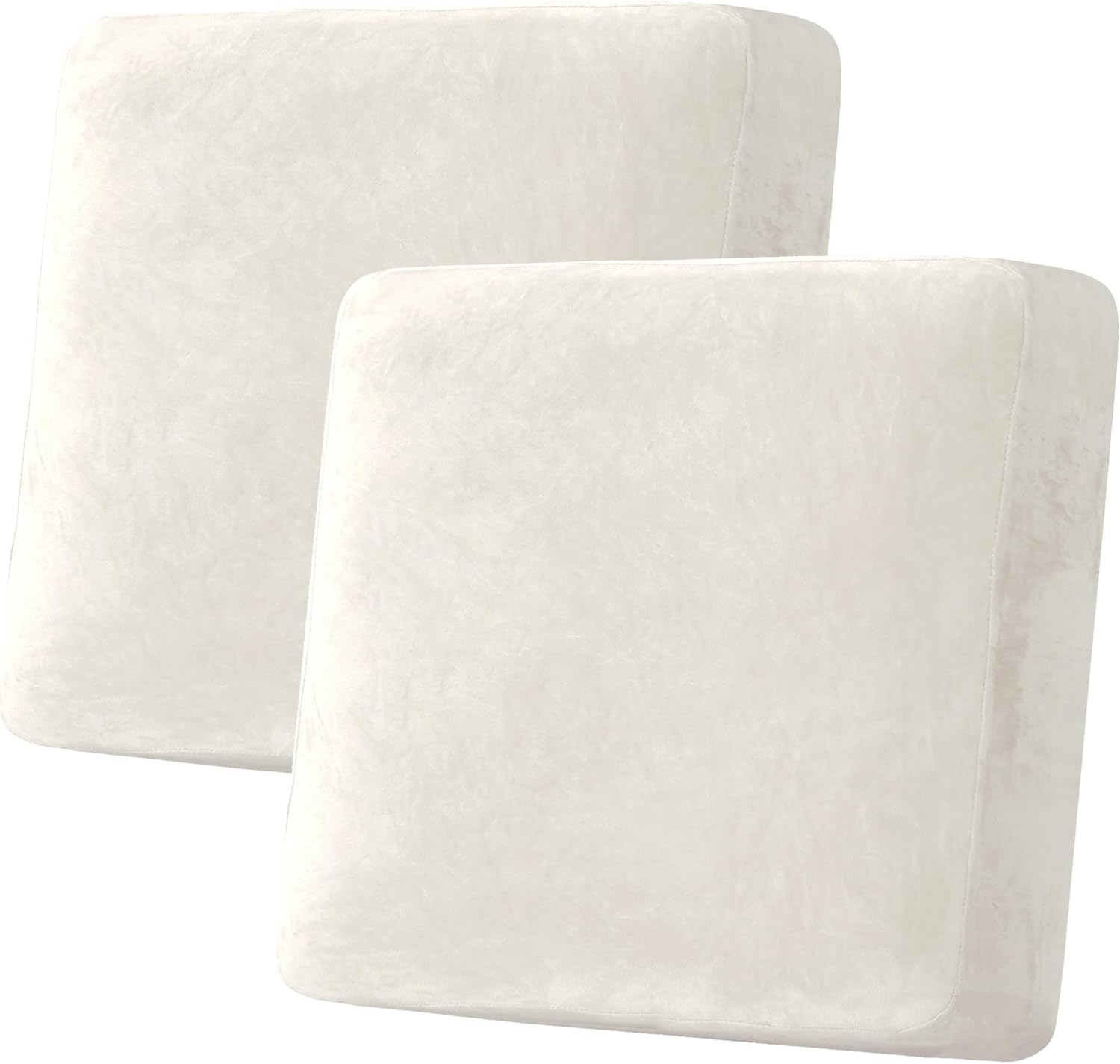 H.VERSAILTEX Velvet Stretch Couch Cushion Cover Plush Cushion Slipcover for Chair Loveseat Sofa Cushion Furniture Protector Seat Cushion Sofa Cover (3 Piece Sofa Cushion Covers, Ivory)
