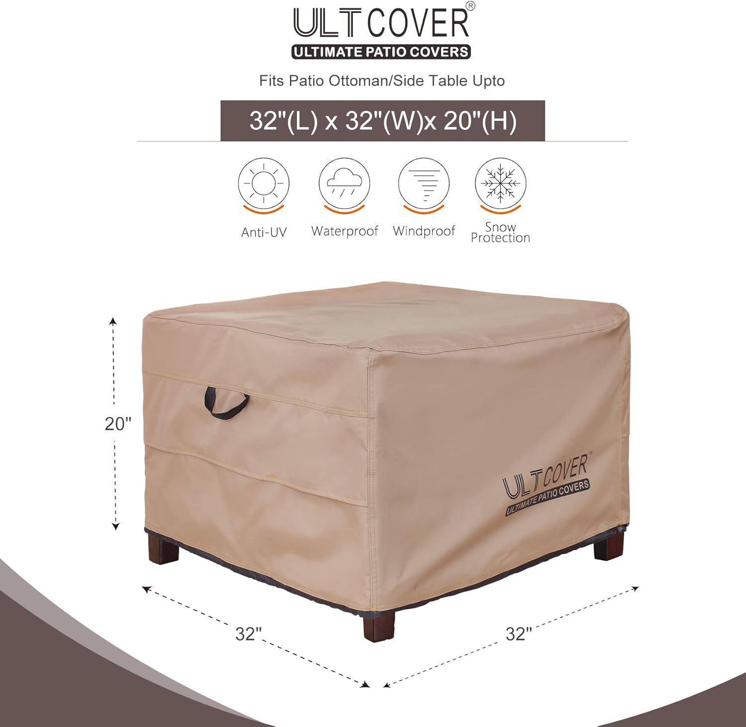 Waterproof Patio Ottoman Cover Rectangular