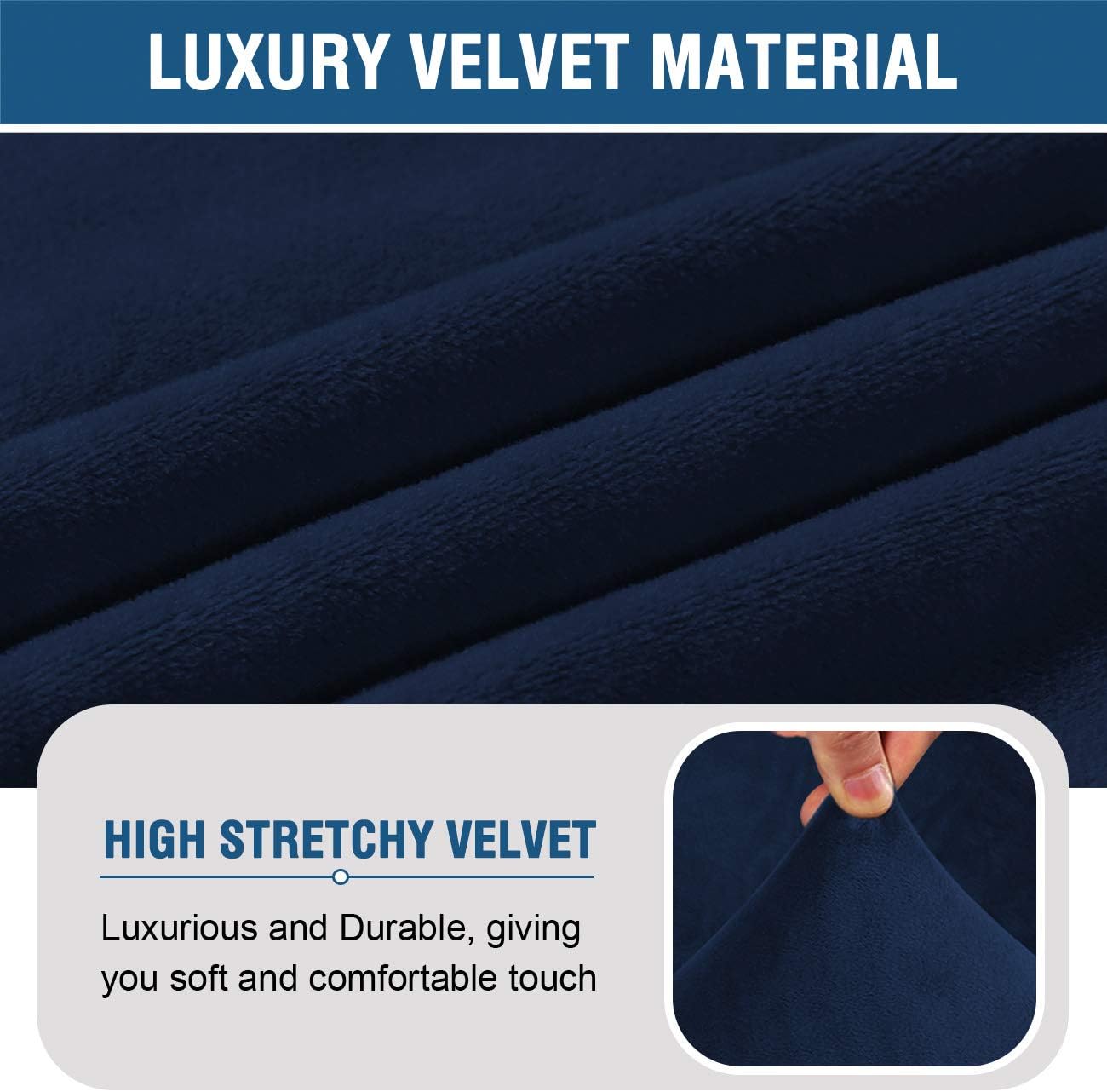 H.VERSAILTEX Armless Accent Chair Covers Thick Velvet Armless Chair Slipcovers High Stretch Chair Covers for Living Room Hotel Machine Washable Furniture Protector with Elastic Bottom, Ivory