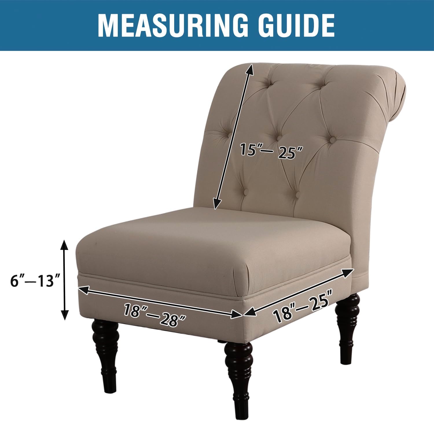 H.VERSAILTEX Armless Accent Chair Covers Thick Velvet Armless Chair Slipcovers High Stretch Chair Covers for Living Room Hotel Machine Washable Furniture Protector with Elastic Bottom, Ivory