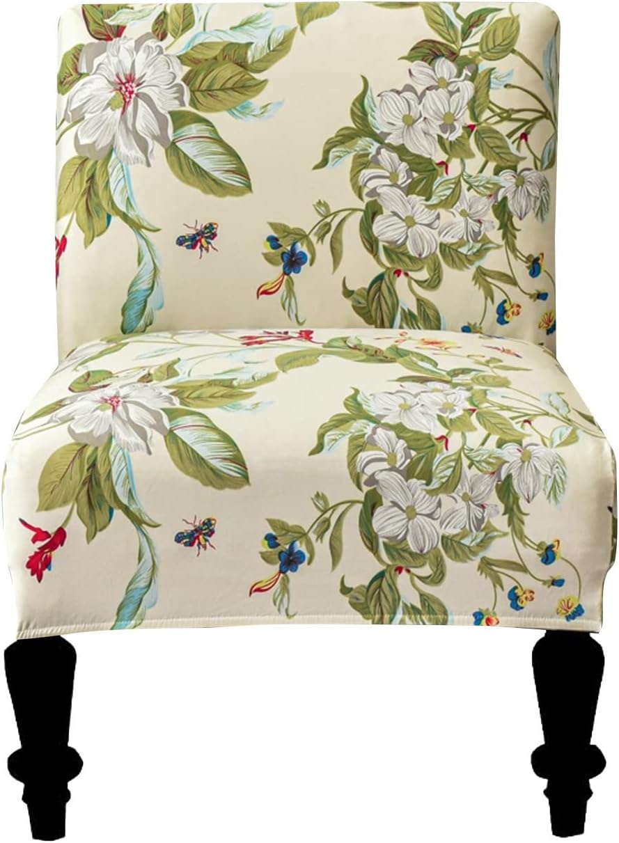 Eco-Ancheng Armless Chair Slipcover Removable Armless Accent Chairs Covers Washable Armless Slipper Chair Slipcover Printed Armless Chair Furniture Protector Covers for Living Dining Room Hotel