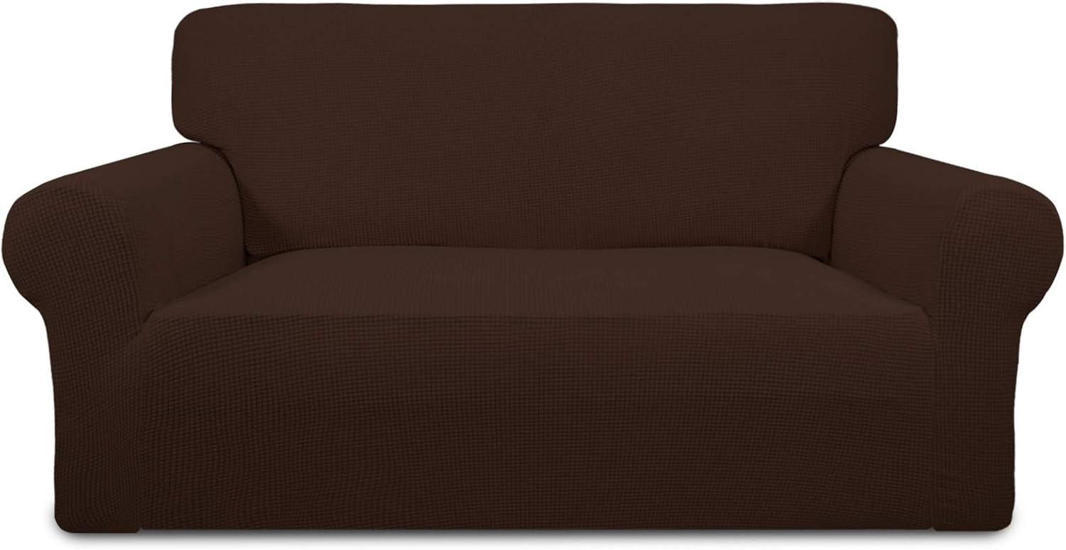 PureFit Stretch Chair Sofa Slipcover – Spandex Jacquard Non Slip Soft Couch Sofa Cover, Washable Furniture Protector with Non Skid Foam and Elastic Bottom for Kids (Chair, Dark Gray)