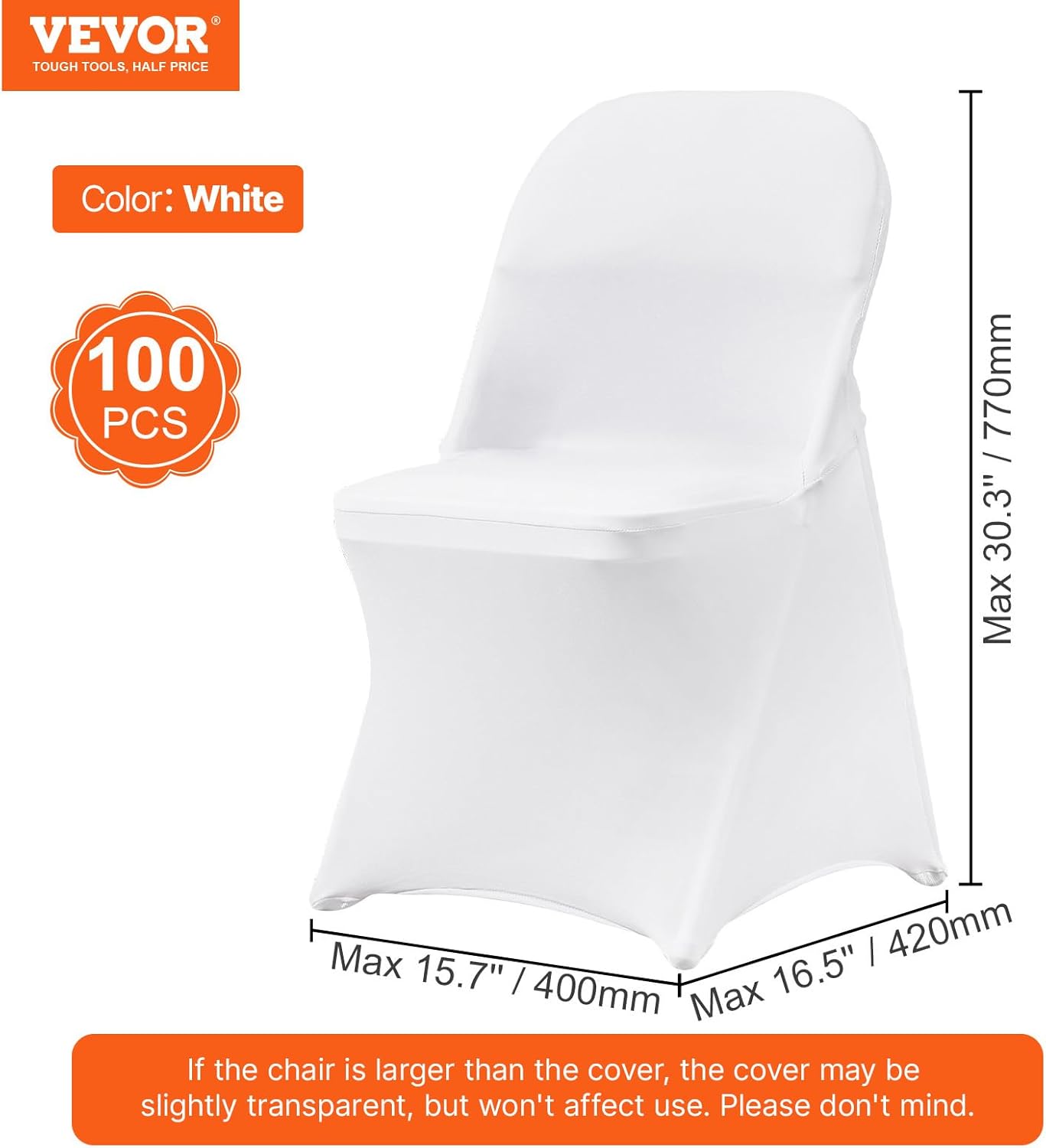 30 PCS White Folding Chair Covers
