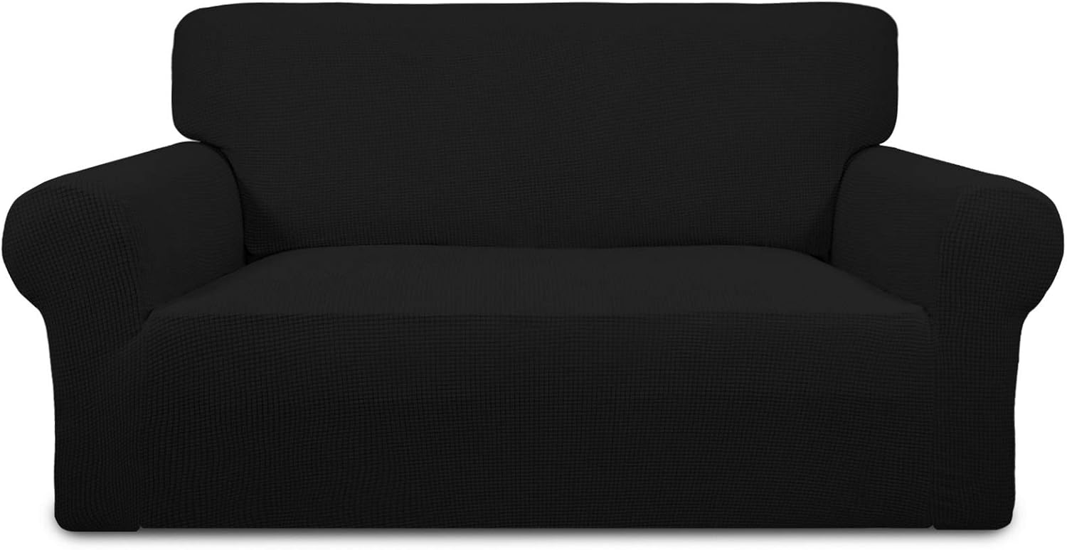 PureFit Stretch Chair Sofa Slipcover – Spandex Jacquard Non Slip Soft Couch Sofa Cover, Washable Furniture Protector with Non Skid Foam and Elastic Bottom for Kids (Chair, Dark Gray)