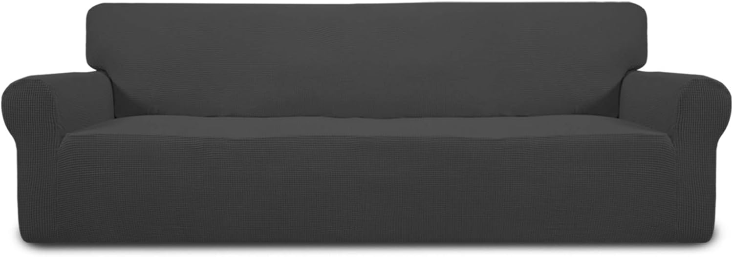 Easy-Going Stretch Chair Sofa Slipcover 1-Piece Couch Sofa Cover Furniture Protector Soft with Elastic Bottom for Kids, Pet. Spandex Jacquard Fabric Small Checks (Chair, Dark Gray)