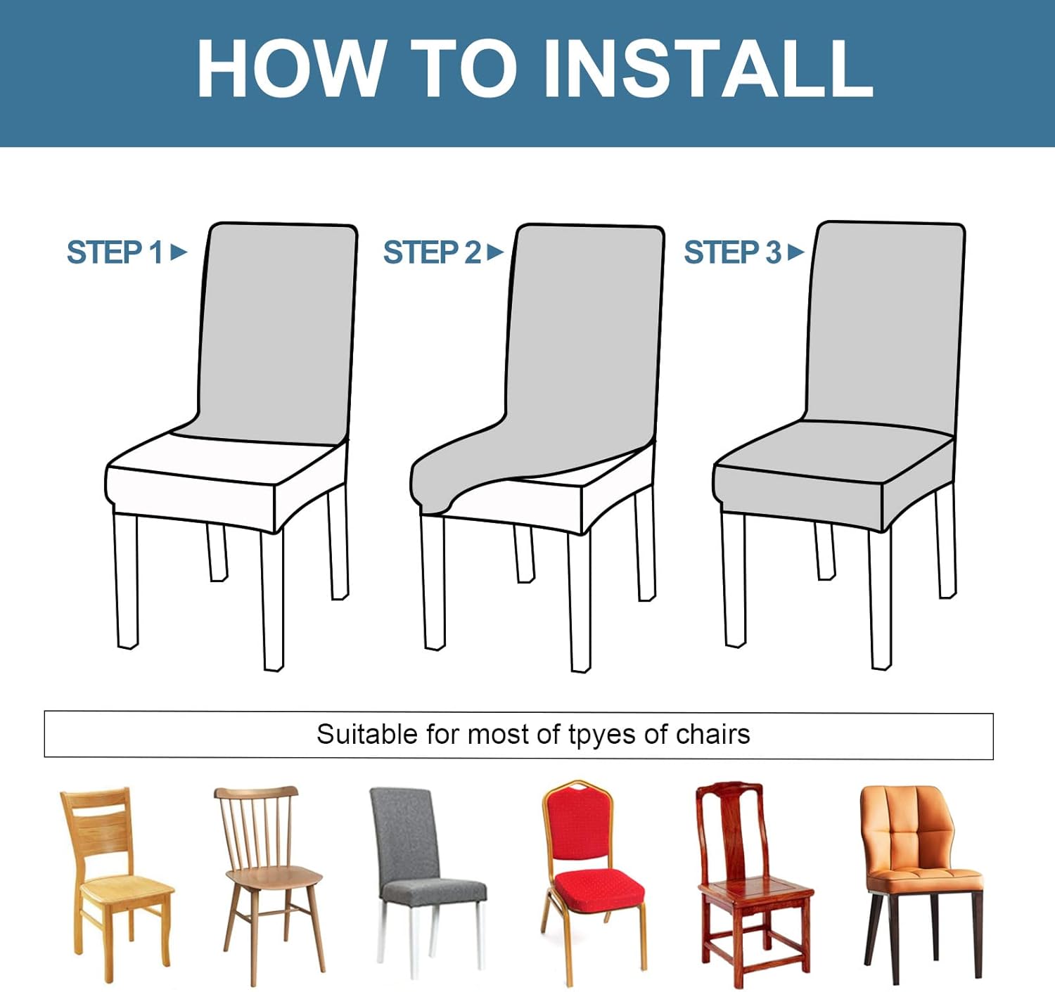 Genina 100% Waterproof Chair Covers for Dining Room Set of 4, Stretch Parson Chair Slipcovers for Kitchen Chairs, Washable Chair Protectors, Leaves-Warm Gray