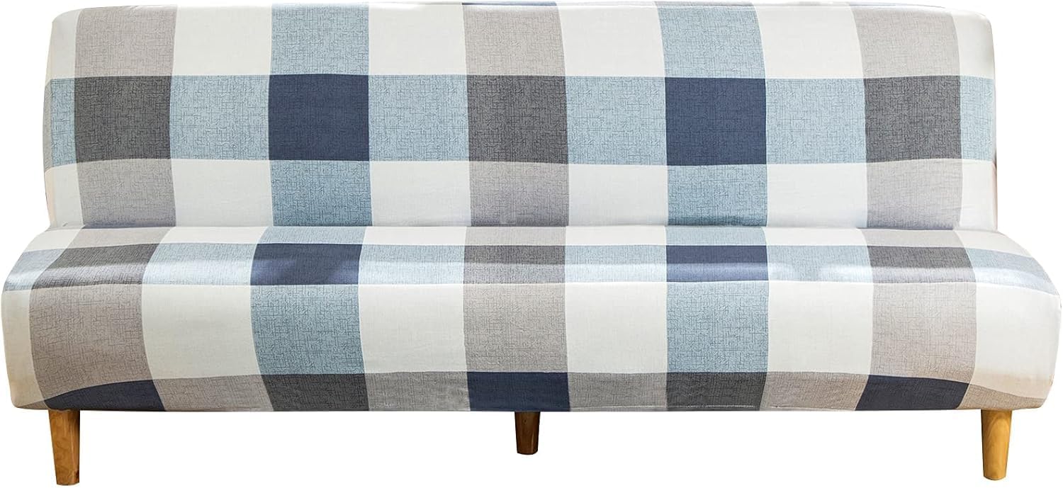 Linen Blue Armless Sofa Bed Cover