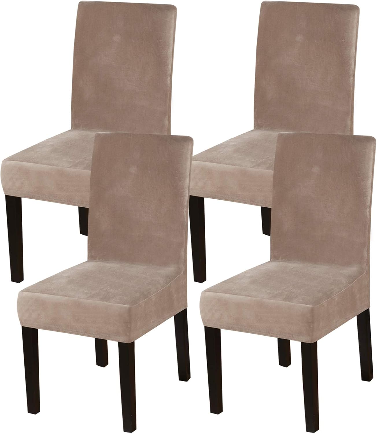 Turquoize Dining Chair Covers - Stretch, Removable, Set of 2 - Parson Dining Chair Protector Covers for Home, Hotel, Ceremony (2, Biscotti Beige)