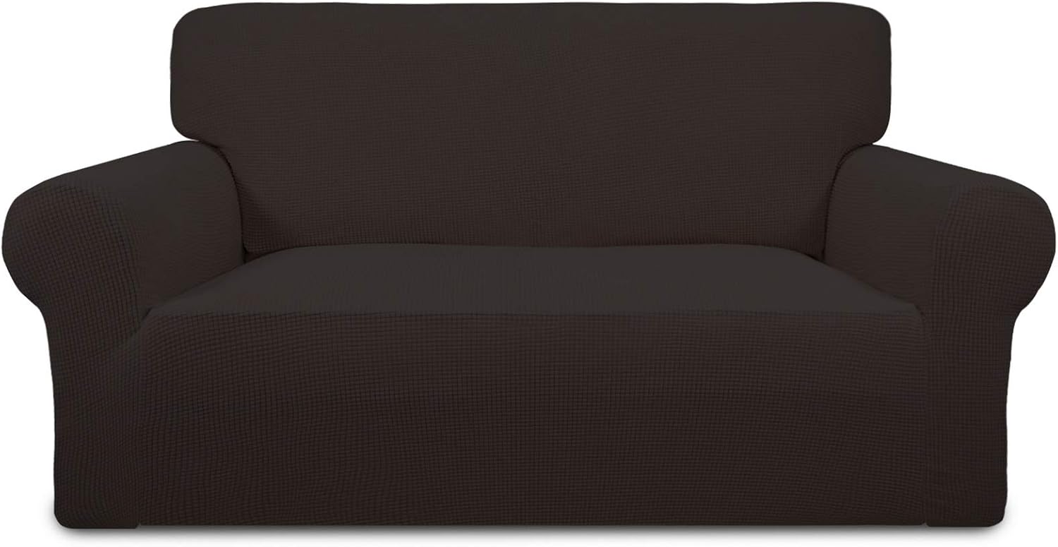 PureFit Stretch Chair Sofa Slipcover – Spandex Jacquard Non Slip Soft Couch Sofa Cover, Washable Furniture Protector with Non Skid Foam and Elastic Bottom for Kids (Chair, Dark Gray)