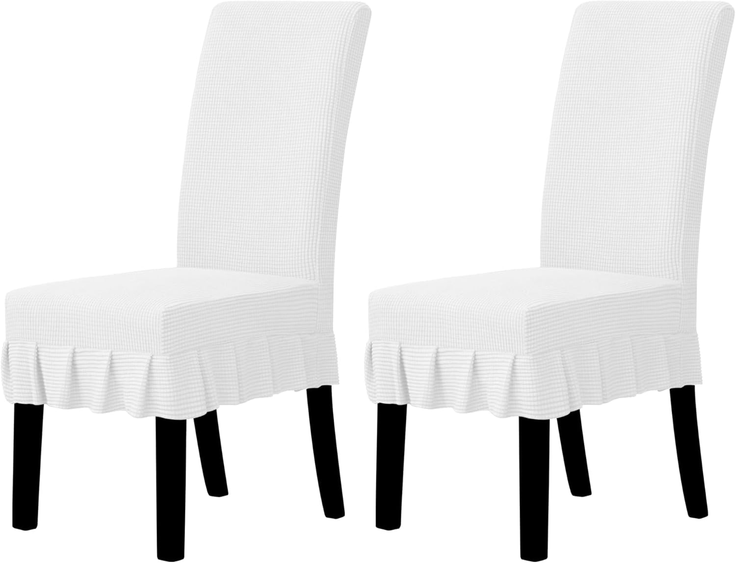 Easy-Going Dining Chair Covers Stretch Parsons Chair Slipcover with Skirt Chair Covers for Dining Room Restaurant Banquet (2 PCS, Light Gray)