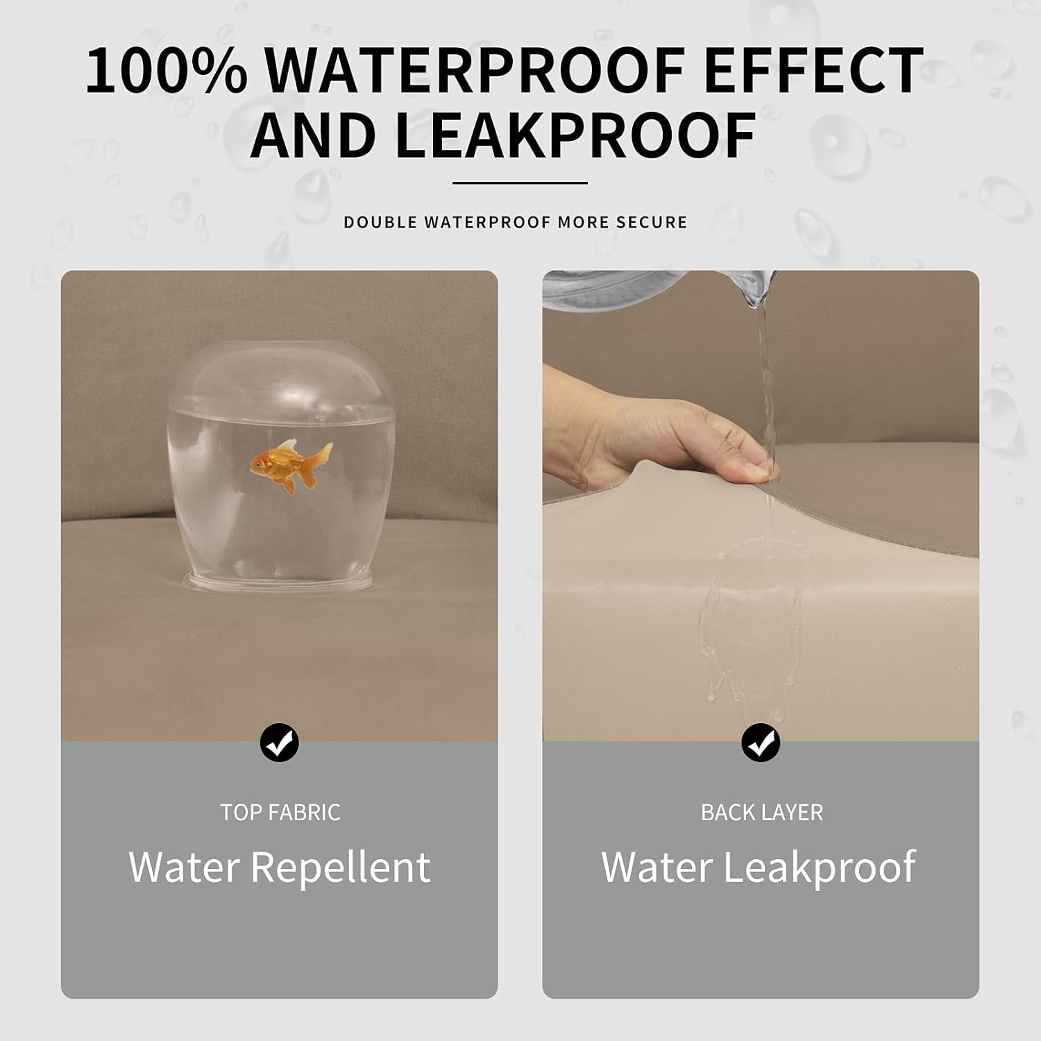 Easy-Going 100% Dual Waterproof 2 Pieces Chair Cover Stretch Soft Couch Cover for Dogs, Sofa Slipcover for 1 Separate Cushion Couch Leakproof Furniture Protector for Kids, Pets Grayish Green