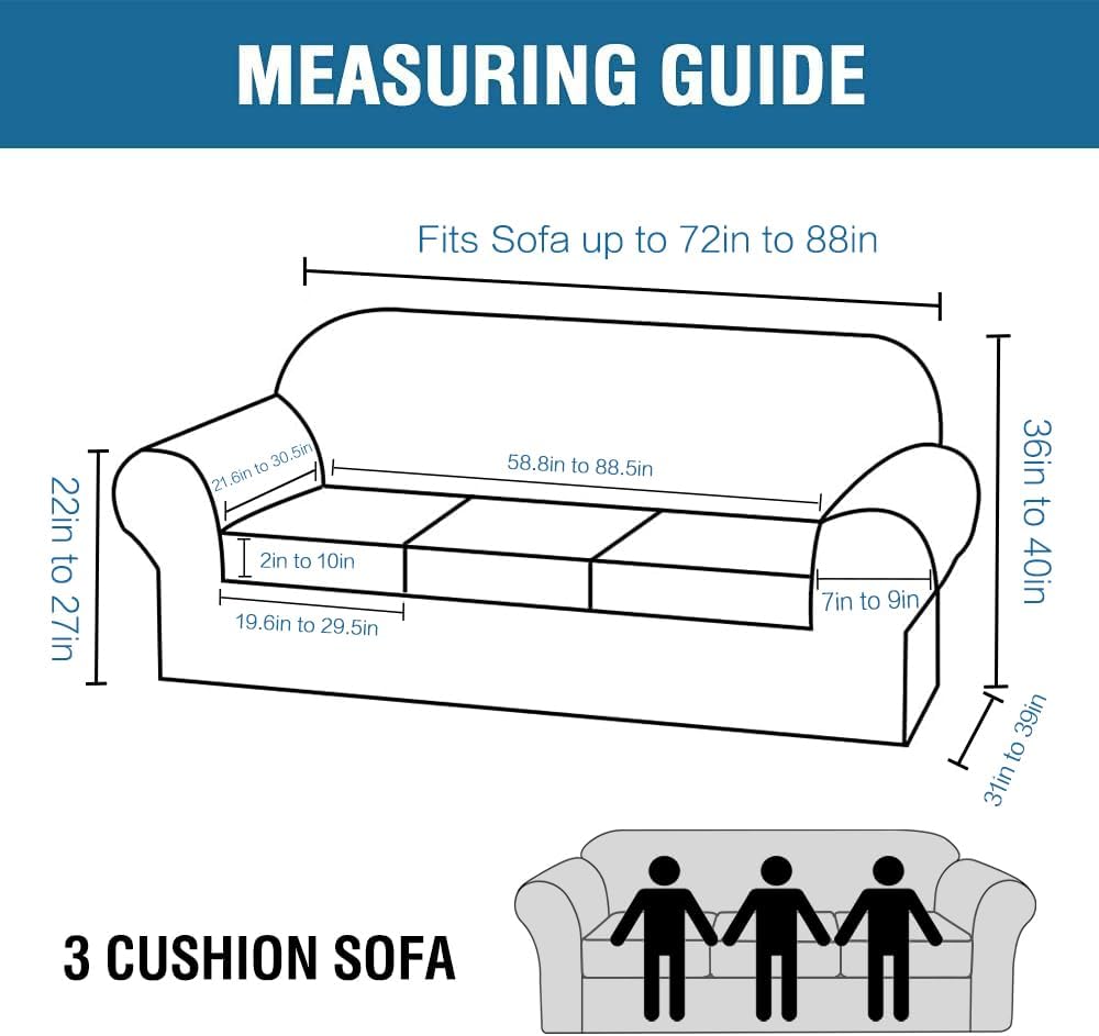 4 Piece Stretch Couch Covers for 3 Cushion Couch Sofa
