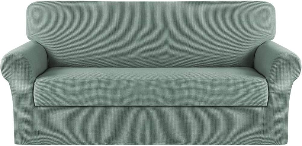 Turquoize 2 Piece Chair Covers for Living Room Armchair Cover Armchair Slipcovers with Arms Feature Thick Jacquard Fabric (Chair,Biscotti Beige)