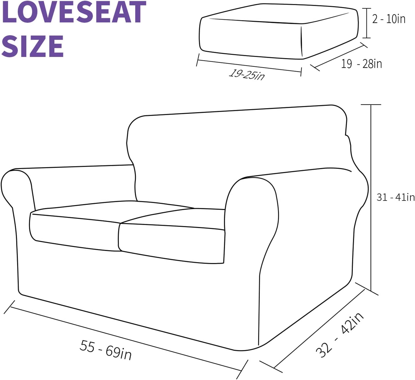 ZNSAYOTX 2 Piece Chair Covers for Living Room with Arms Anti Slip Stretch Arm Chair Slipcovers Sofa Armchair Slipcover Machine Washable Furniture Protector (Black and White, Chair)