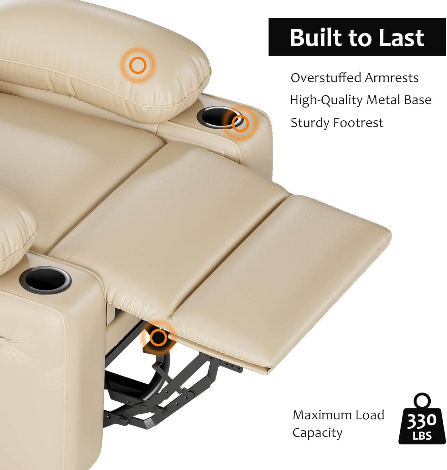 Leather Recliner Chair, Manual Recliner