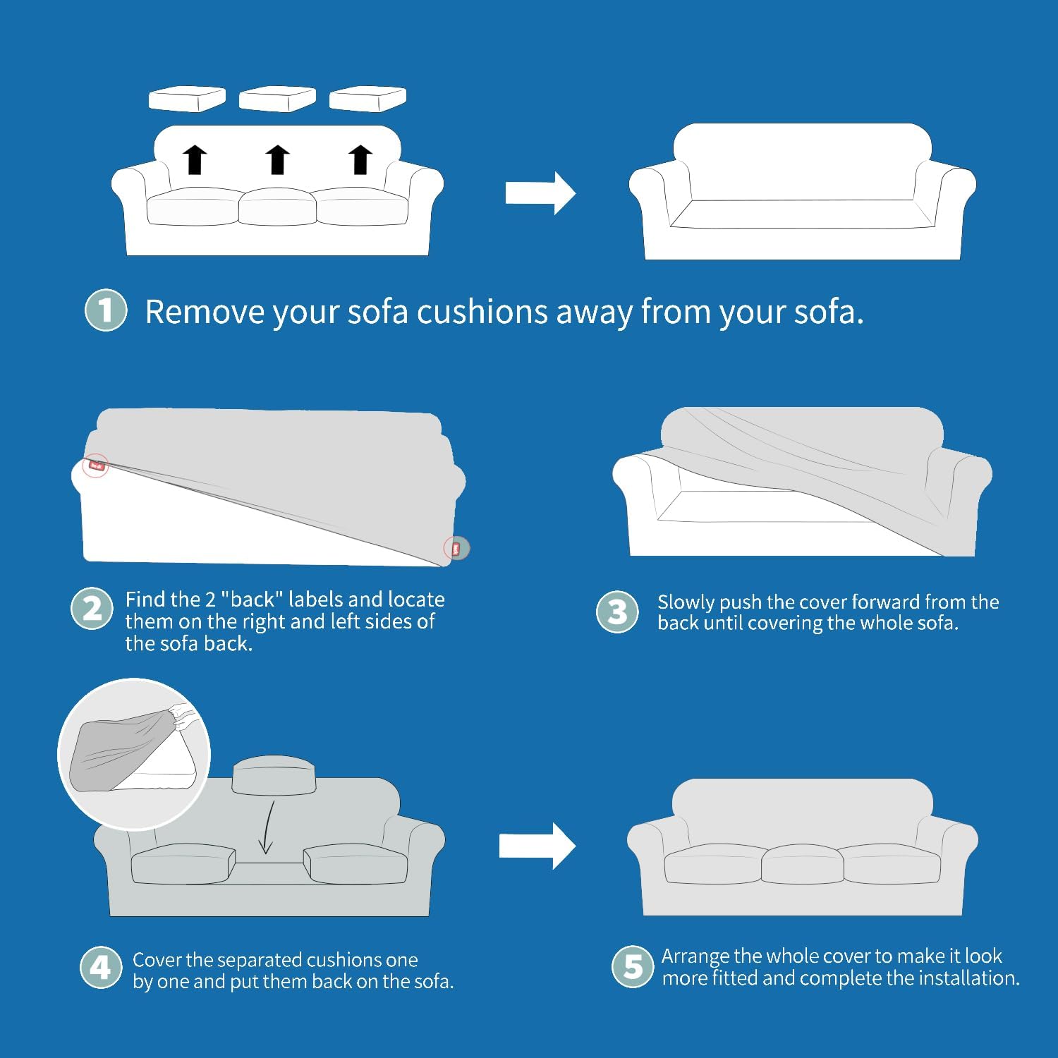 4 Pieces Couch Covers for 3 Cushion Couch