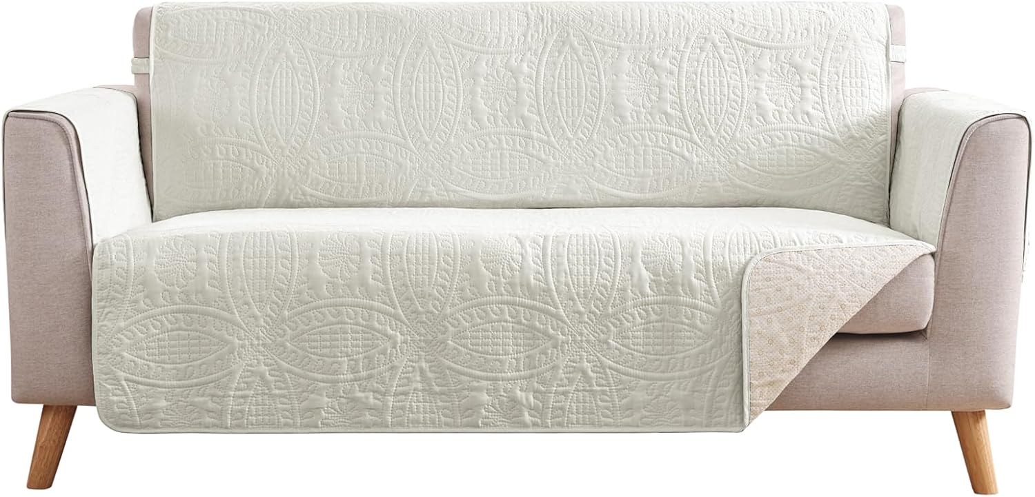 Beige Quilted Recliner Covers, Water-Repellent Recliner Slipcovers, Lazy Boy Chair Covers, Pet Friendly Recliner Cover for Dogs Cats, Washable Furniture Protector (Recliner 22", Beige Cream)