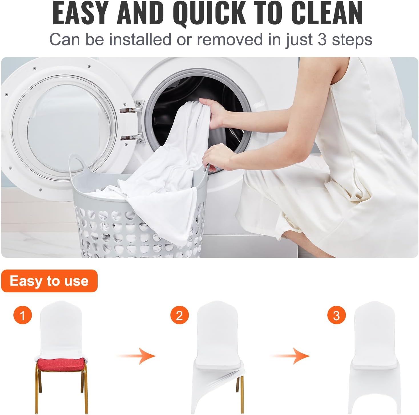 30 PCS White Folding Chair Covers