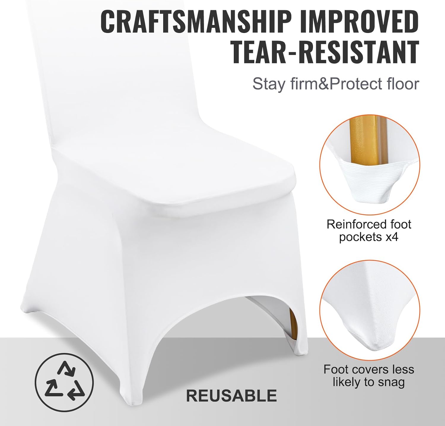 30 PCS White Folding Chair Covers