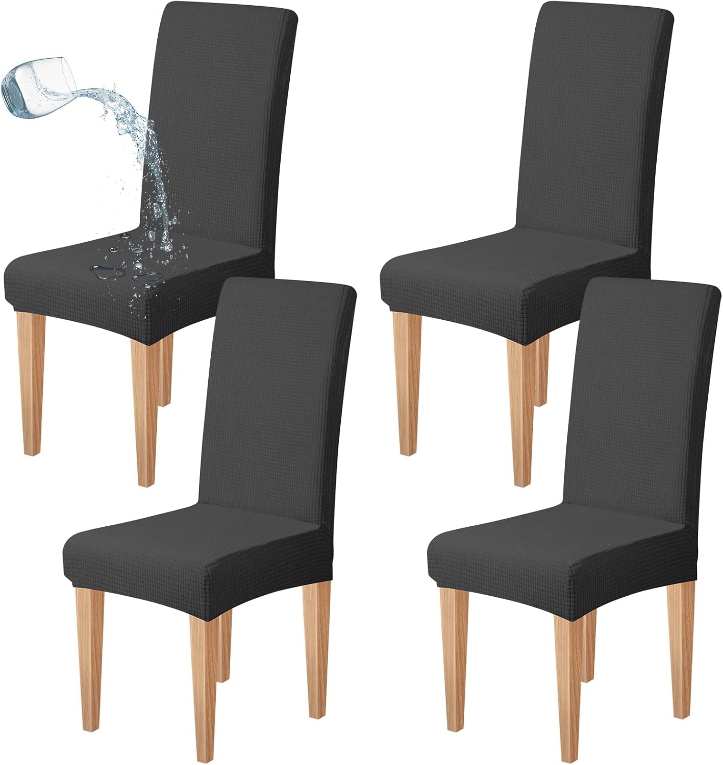 Dioxide High Stretch Chair Covers for Dining Chairs, Washable Dining Chair Covers Set of 6, Soft Kitchen Chairs Seat Covers, Parsons Chair Slipcovers Protectors for Home Hotel Restaurant Banquet