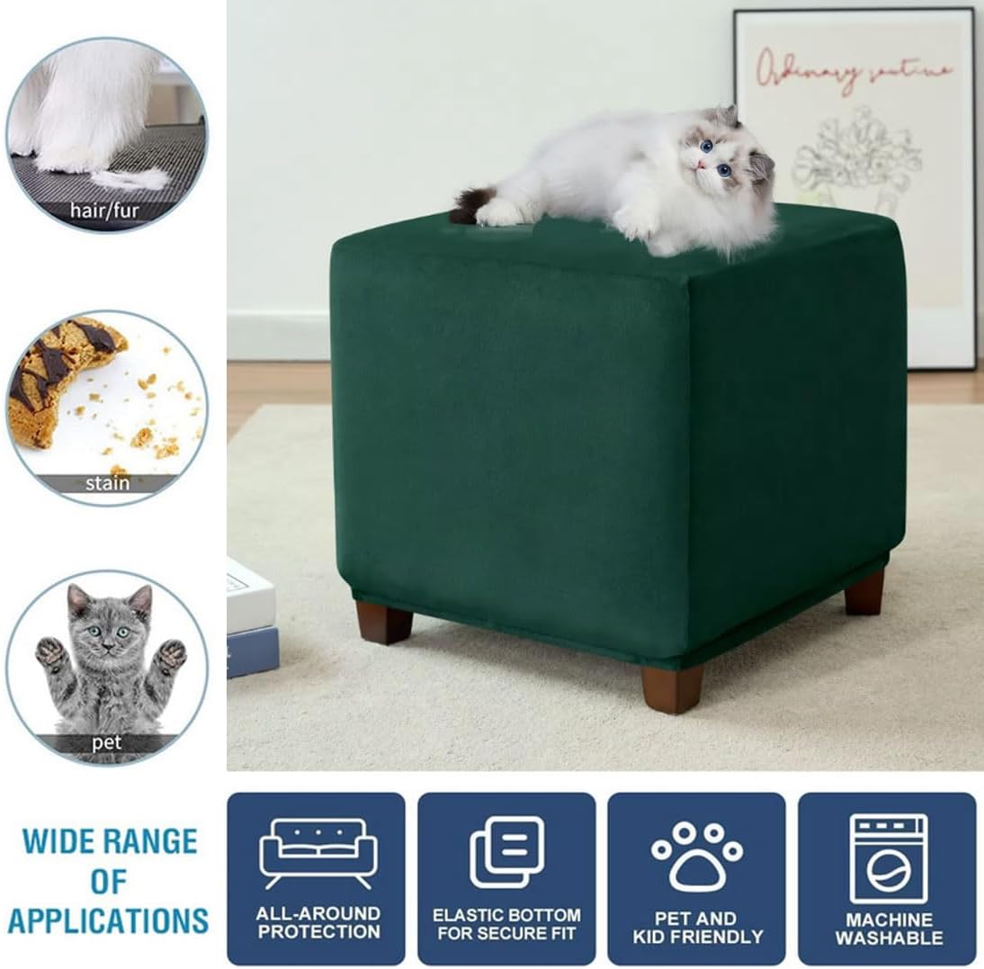 Ottoman Cover Square Velvet Storage