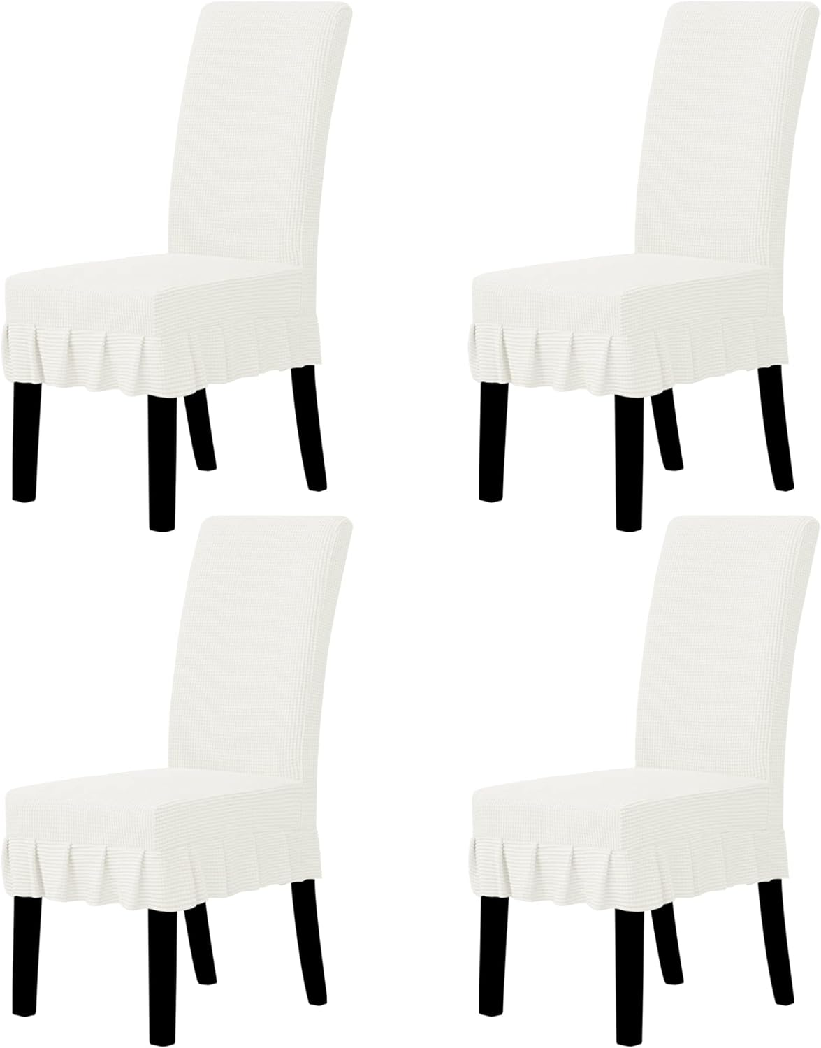 Easy-Going Dining Chair Covers Stretch Parsons Chair Slipcover with Skirt Chair Covers for Dining Room Restaurant Banquet (2 PCS, Light Gray)