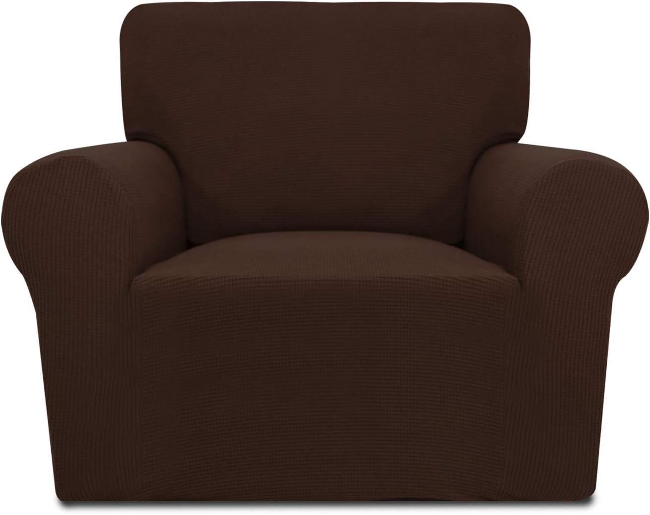 PureFit Stretch Chair Sofa Slipcover – Spandex Jacquard Non Slip Soft Couch Sofa Cover, Washable Furniture Protector with Non Skid Foam and Elastic Bottom for Kids (Chair, Dark Gray)