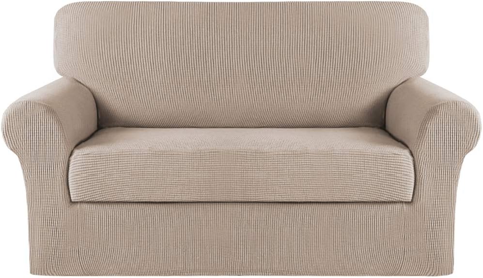 Turquoize 2 Piece Chair Covers for Living Room Armchair Cover Armchair Slipcovers with Arms Feature Thick Jacquard Fabric (Chair,Biscotti Beige)