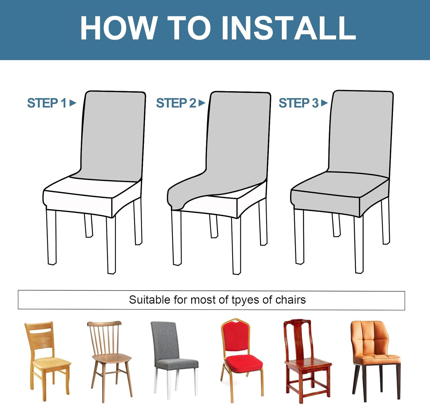 Genina 100% Waterproof Chair Covers for Dining Room Set of 4, Stretch Parson Chair Slipcovers for Kitchen Chairs, Washable Chair Protectors, Leaves-Warm Gray