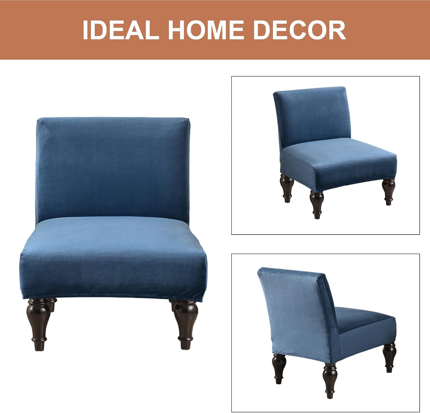 Eco-Ancheng Armless Chair Slipcover Removable Armless Accent Chairs Covers Washable Armless Slipper Chair Slipcover Printed Armless Chair Furniture Protector Covers for Living Dining Room Hotel