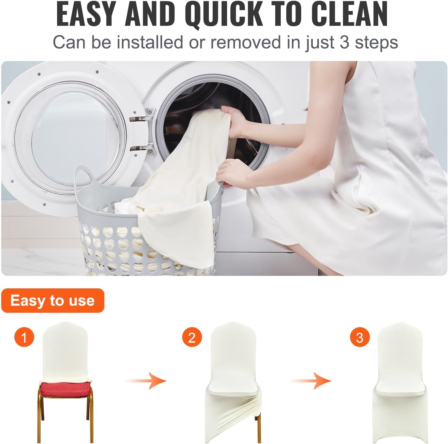 30 PCS White Folding Chair Covers