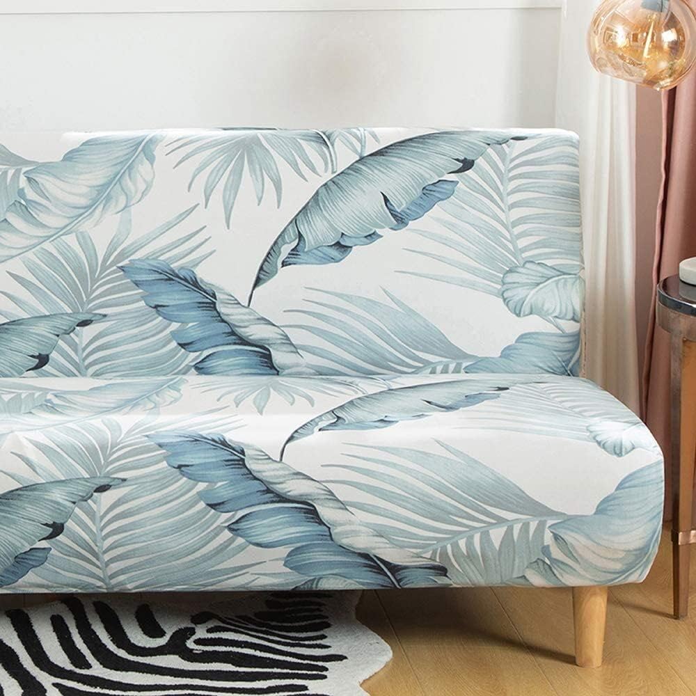 Linen Blue Armless Sofa Bed Cover