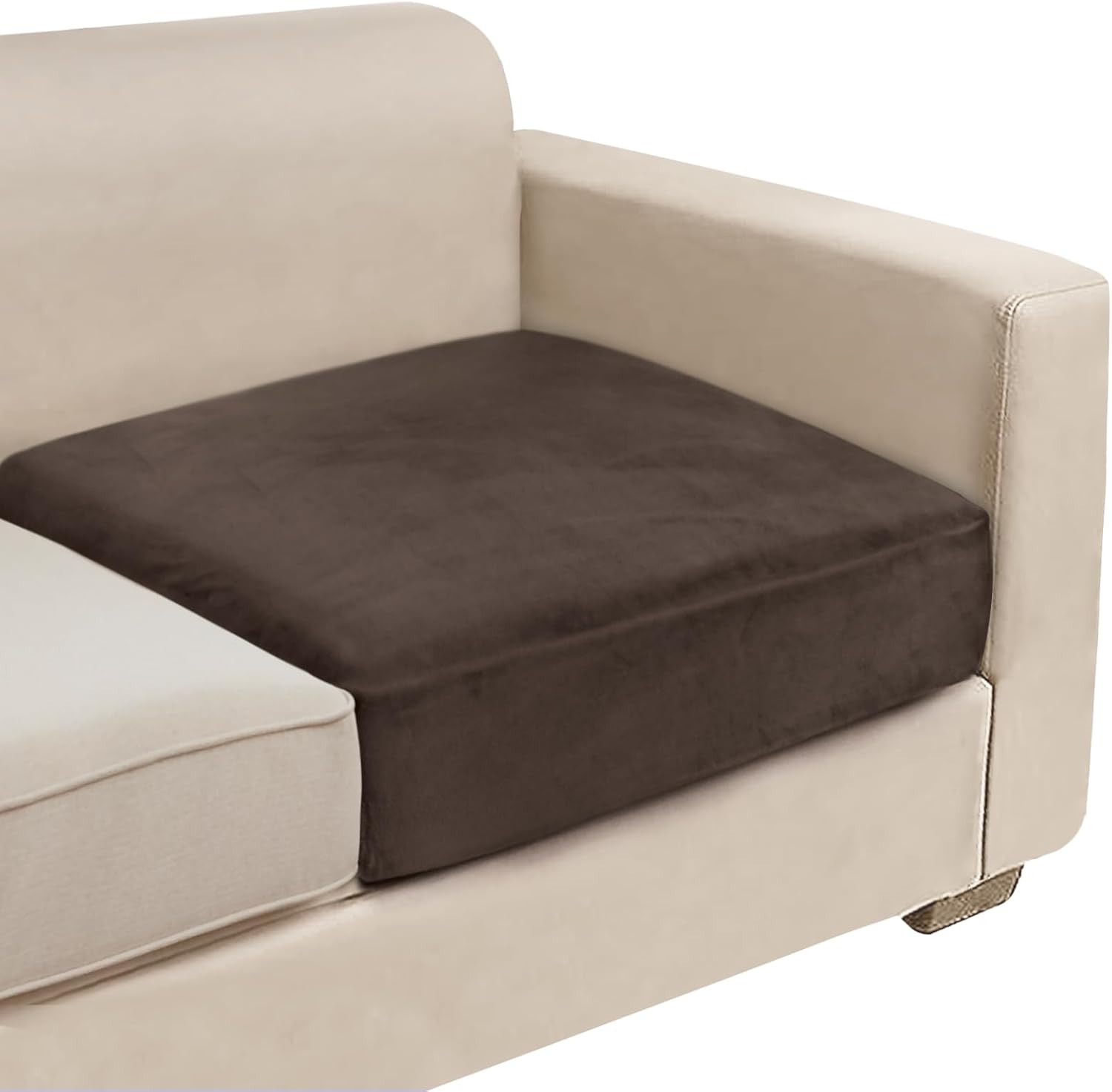 NAISI Sectional Couch Cover 4 Pieces Velvet Separate Couch Cushion Covers L Shape Soft Stretch Sofa Slipcovers with 2pcs Pillowcases for Left/Right Chaise Sectional Couch(3 Seater+1 Chaise,Dark Grey)