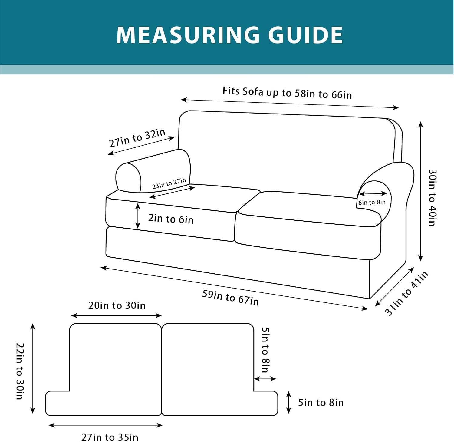 2 Pieces T Cushion Chair Covers