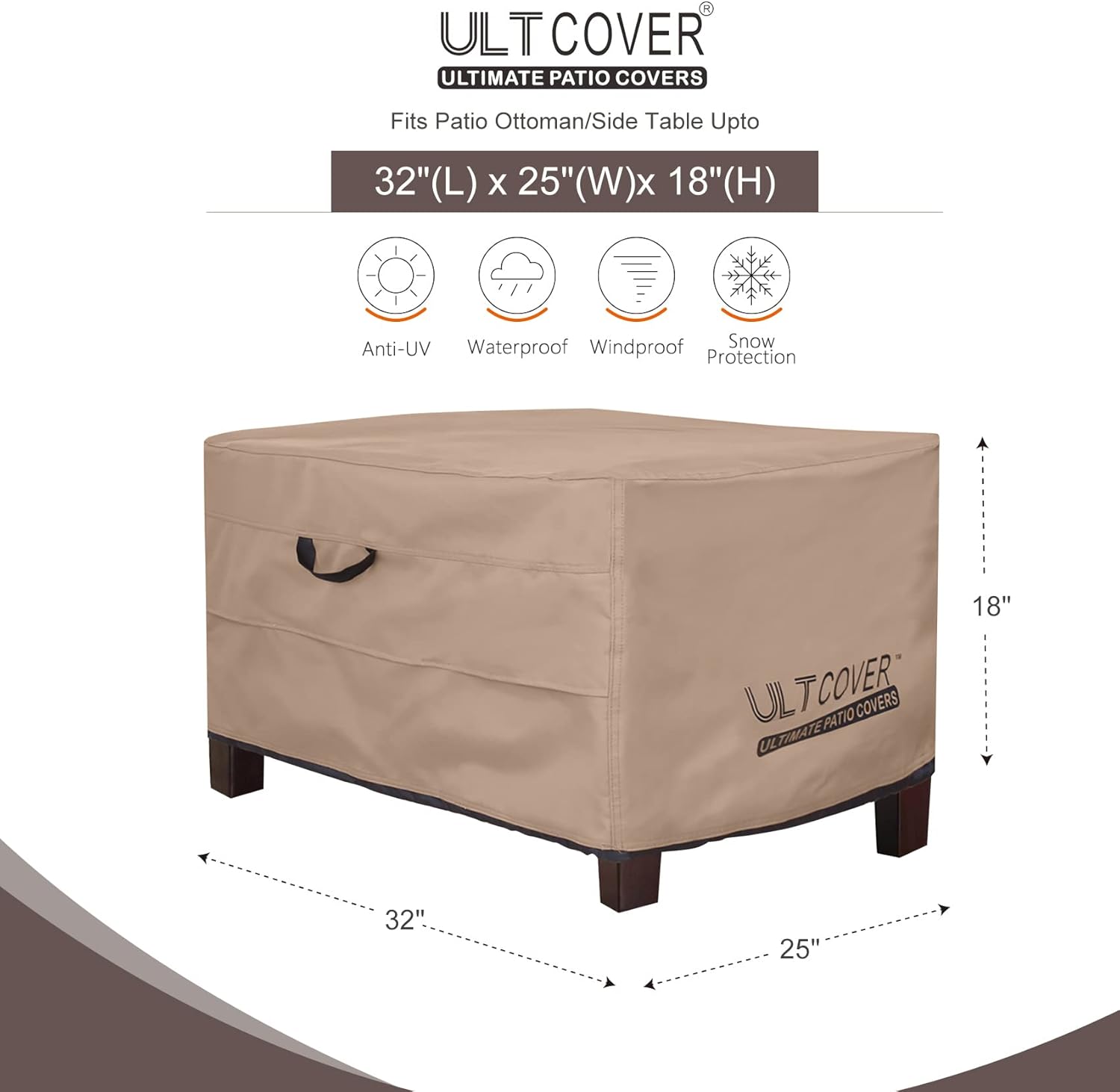 Waterproof Patio Ottoman Cover Rectangular