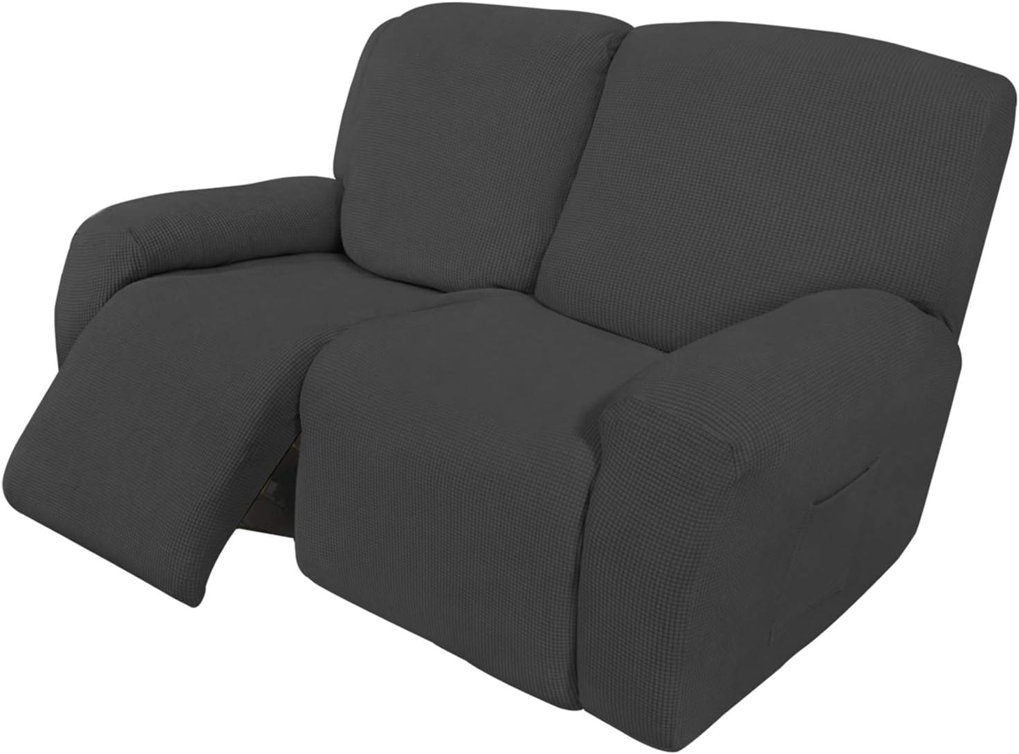 Easy-Going Recliner Stretch Sofa Slipcover Sofa Cover 4-Pieces Furniture Protector Couch Soft with Elastic Bottom, Spandex Jacquard Fabric Small Checks(Recliner,Dark Gray)