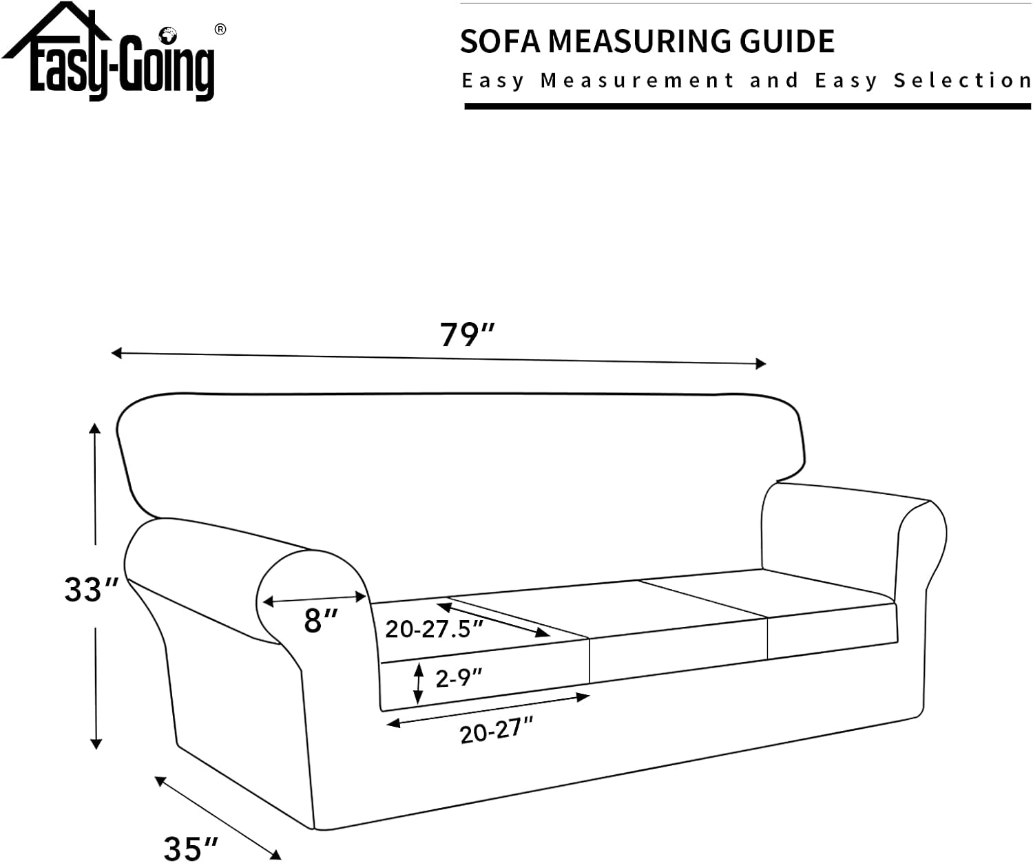 Easy-Going 100% Dual Waterproof 2 Pieces Chair Cover Stretch Soft Couch Cover for Dogs, Sofa Slipcover for 1 Separate Cushion Couch Leakproof Furniture Protector for Kids, Pets Grayish Green