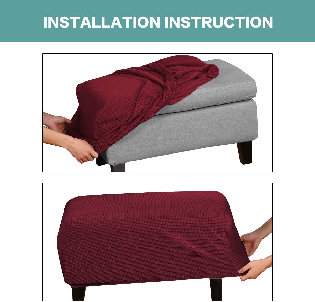 Stretch Ottoman Cover Ottoman Slipcover