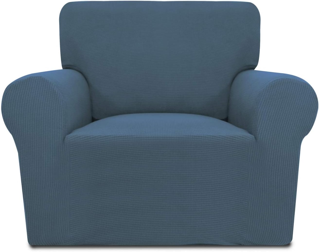 PureFit Stretch Chair Sofa Slipcover – Spandex Jacquard Non Slip Soft Couch Sofa Cover, Washable Furniture Protector with Non Skid Foam and Elastic Bottom for Kids (Chair, Dark Gray)