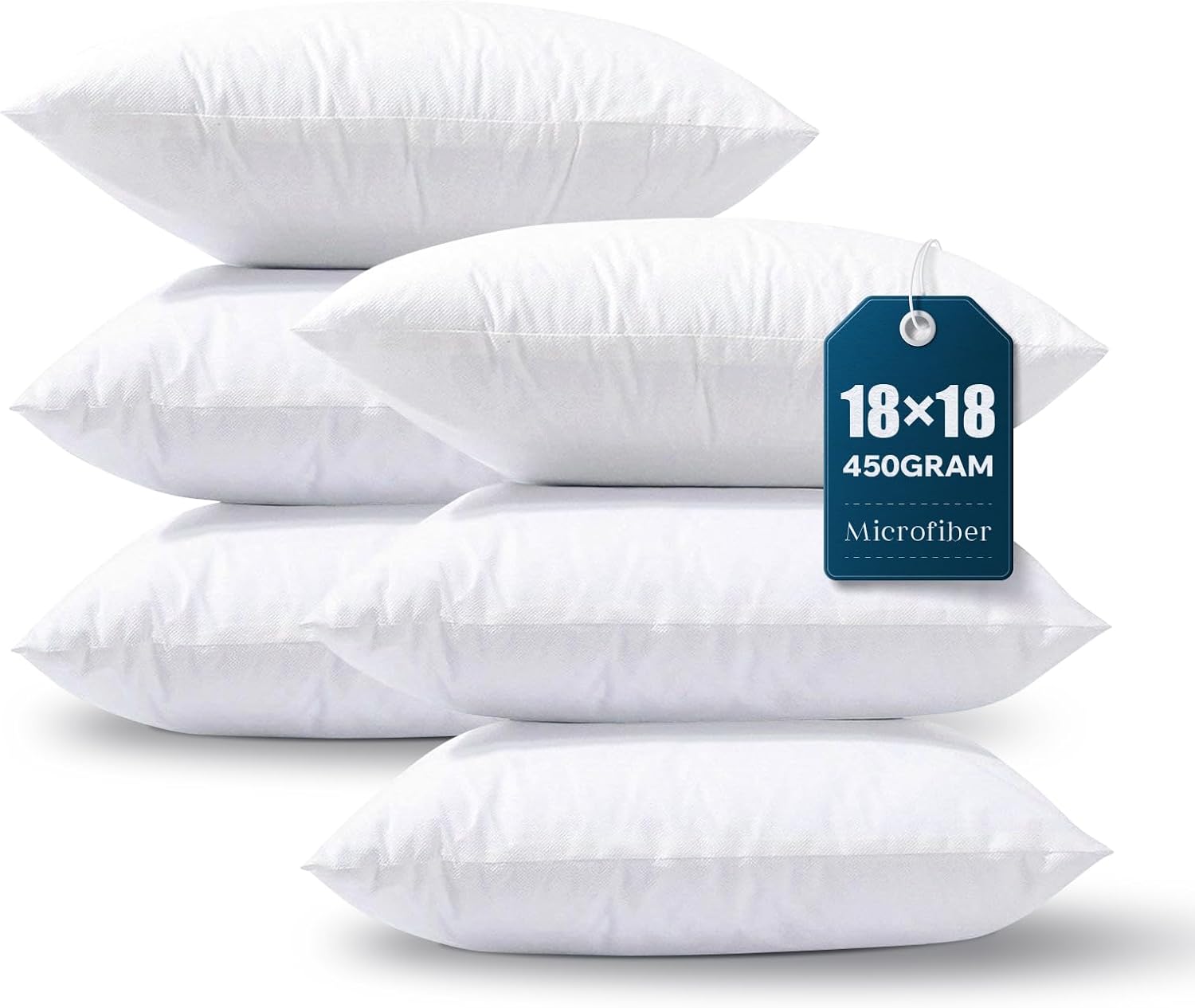 Phantoscope Pillow Inserts, Hypoallergenic 100% Virgin Fiber Square Form Microfiber Throw Pillow Inserts, Couch Bed Pillows 45x45 cm, 18x18 Inch (Pack of 4)