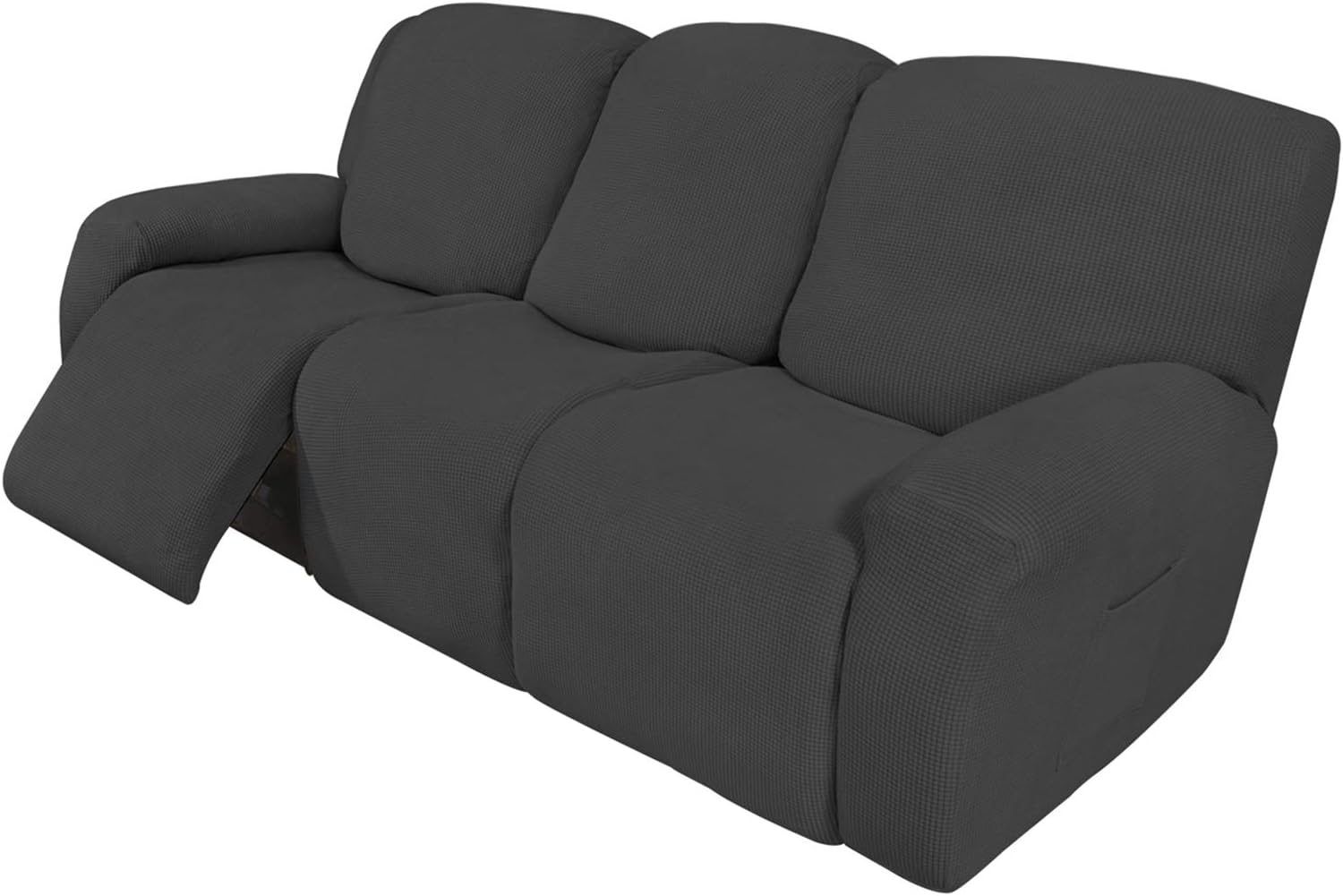 Easy-Going Recliner Stretch Sofa Slipcover Sofa Cover 4-Pieces Furniture Protector Couch Soft with Elastic Bottom, Spandex Jacquard Fabric Small Checks(Recliner,Dark Gray)