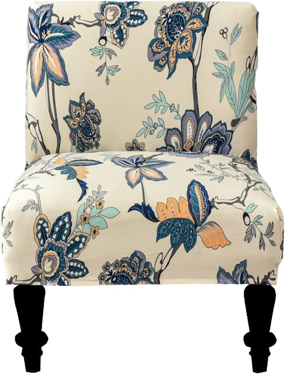 Eco-Ancheng Armless Chair Slipcover Removable Armless Accent Chairs Covers Washable Armless Slipper Chair Slipcover Printed Armless Chair Furniture Protector Covers for Living Dining Room Hotel