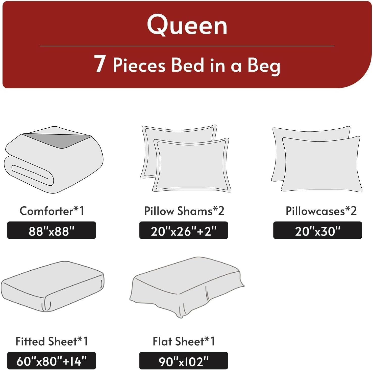 7 Pieces Queen Comforter Set