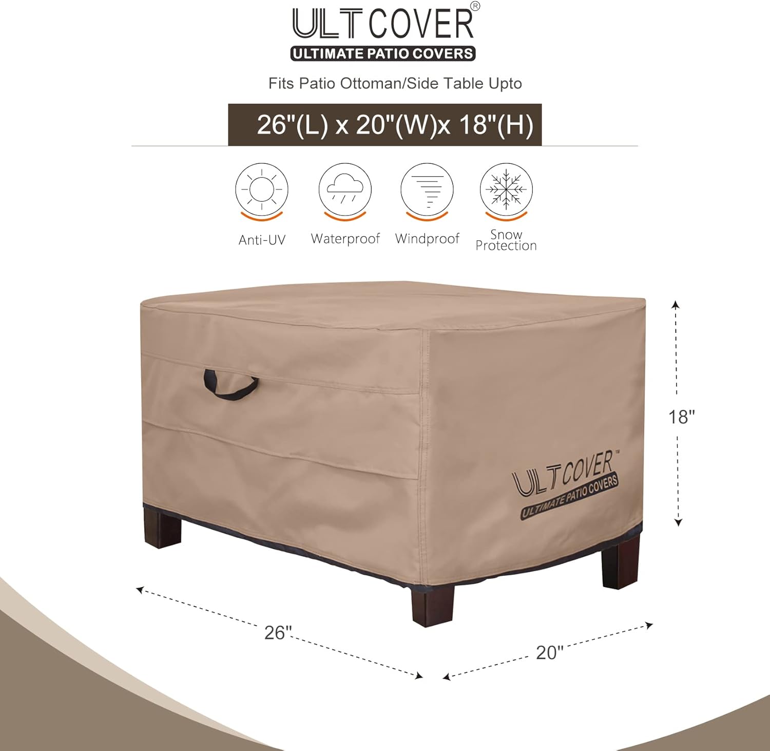 Waterproof Patio Ottoman Cover Rectangular